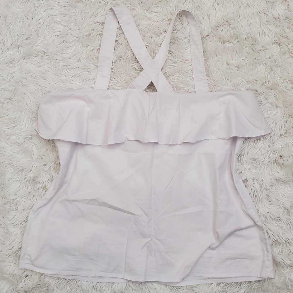 NEW Michael Kors white Ruffle button down Top - Picture 4 of 5